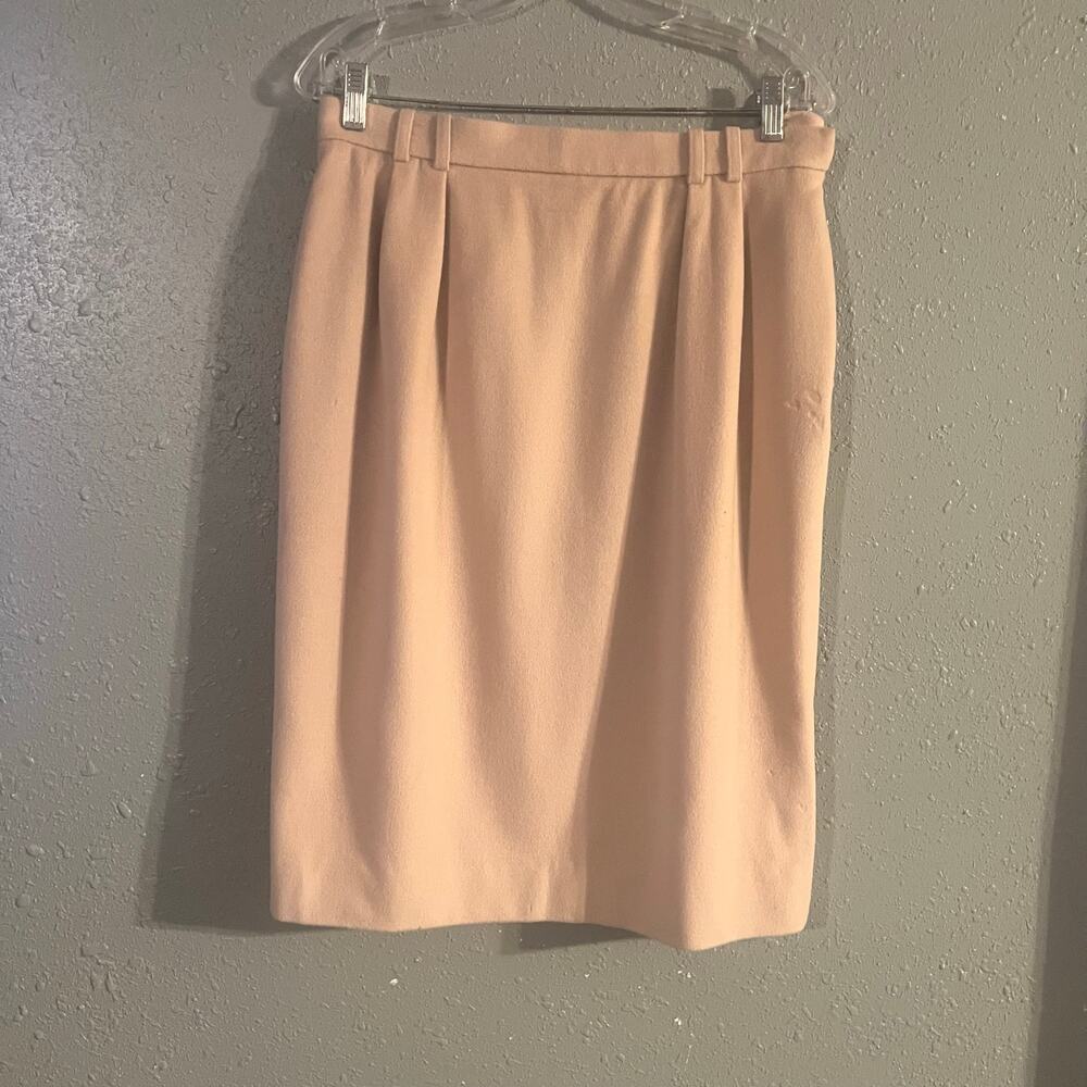 Vtg Jaeger Womens Wool Cashmere Blend Mini Skirt Beige Sz 14 Old Money Workwear